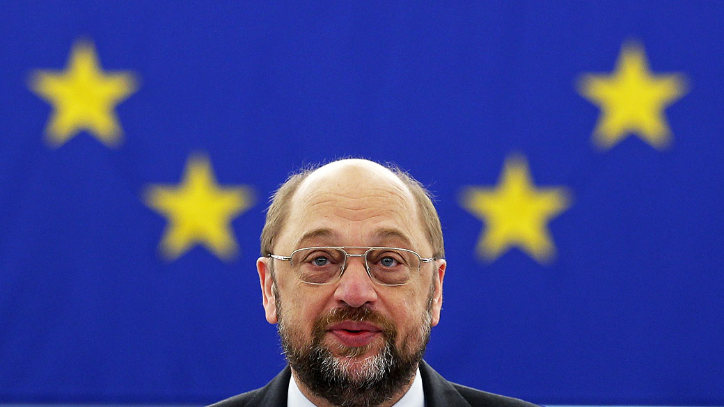 O presidente do Parlamento Europeu, Martin Schulz, durante debate, em Estrasburgo, na França