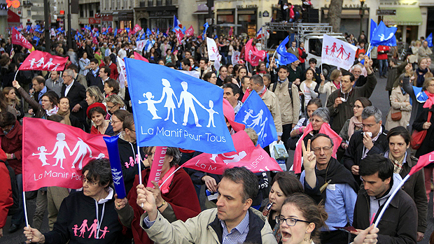 Manifestação contra casamento homossexual, na França