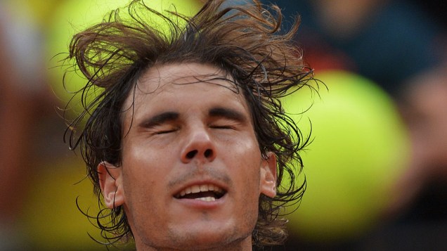 Rafael Nadal comemora vitória sobre Ernests Gulbis durante o Masters de Roma 