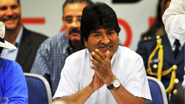 Presidente boliviano, Evo Morales assiste a cerimônia de encerramento do 19º Fórum de São Paulo, uma conferência de partidos políticos de esquerda e de outras organizações da América Latina e do Caribe, em São Paulo