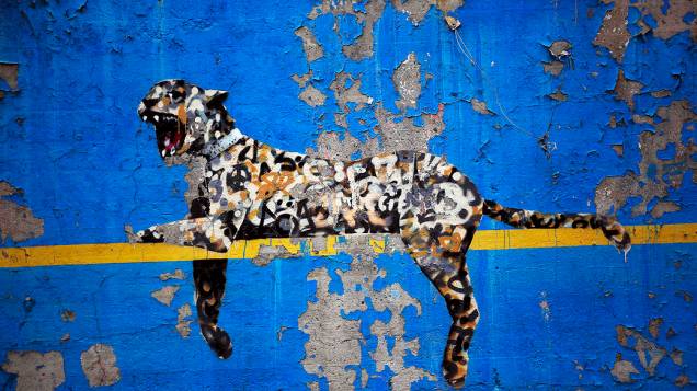 Instalação do artista britânico Banksy, em uma parede no bairro do Bronx, em Nova York