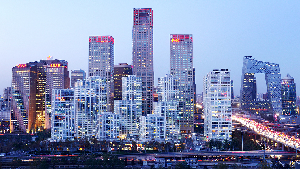 Vista do distrito de negócios da cidade de Pequim, na China