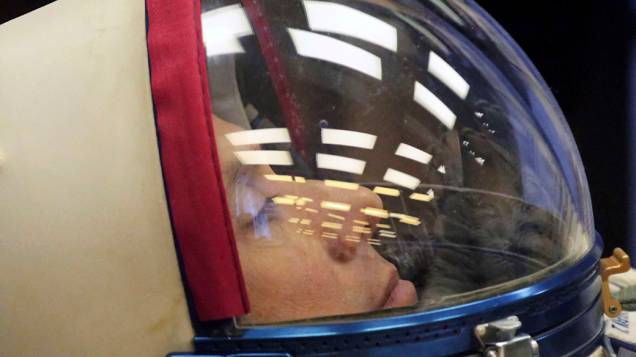 Astronauta americano Thomas Marshburn, antes do embarcar para missão na Estação Espacial Internacional (ISS) no cosmódromo de Baikonur, Cazaquistão 