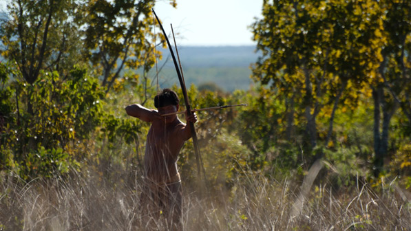 Índio Ywalapiti no set de Xingu, filme de Cao Hamburger com estreia prevista para 2011