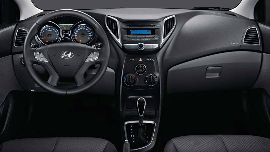 Detalhe do interior do novo HB20, compacto da Hyundai, apresentado na Bahia