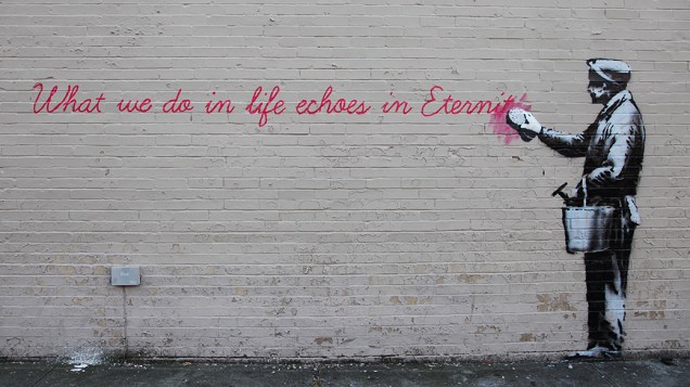 Obra de Banksy intitulada no Queens, em Nova York