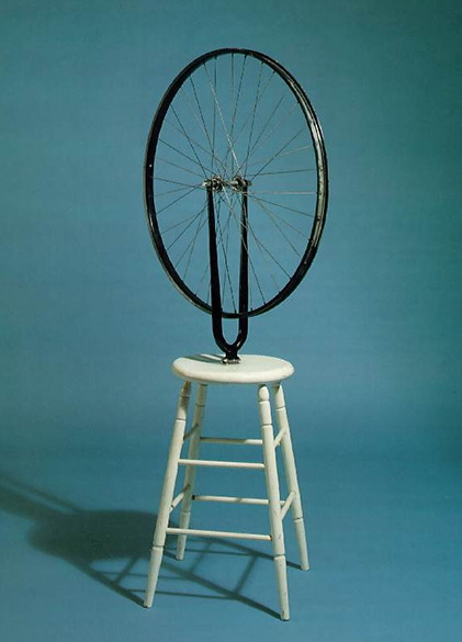 Obra do artista francês Marcel Duchamp intitulada Bicycle Wheel, produzida em 1913