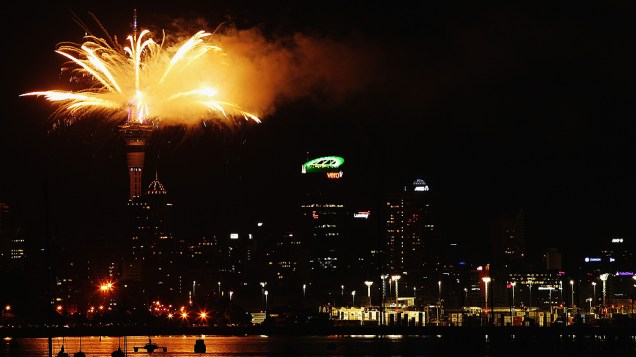 Celebração de Ano Novo em Auckland, na Nova Zelândia