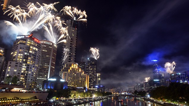 Celebração de Ano Novo em Melbourne, na Austrália