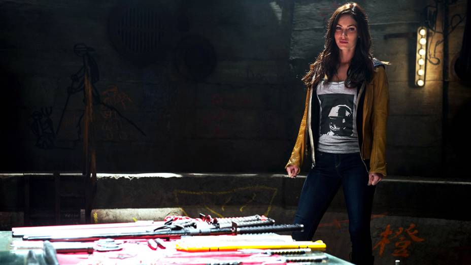 A atriz Megan Fox em cena do filme As Tartarugas Ninja