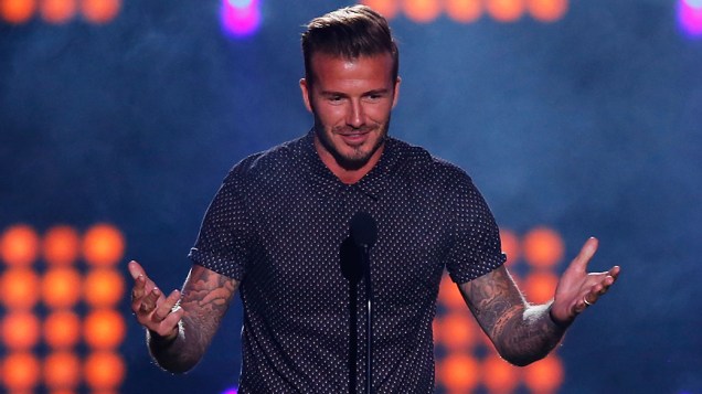 O jogador David Beckham durante o Nickelodeon Kids Choice Sports Awards, em Los Angeles, Califórnia