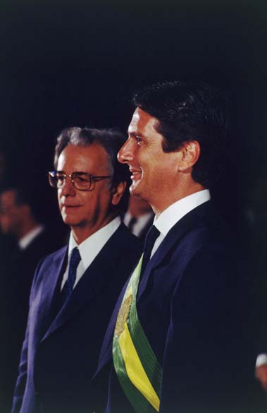 Itamar Franco e Fernando Collor de Mello, durante a posse na Presidêndia da República, 1990