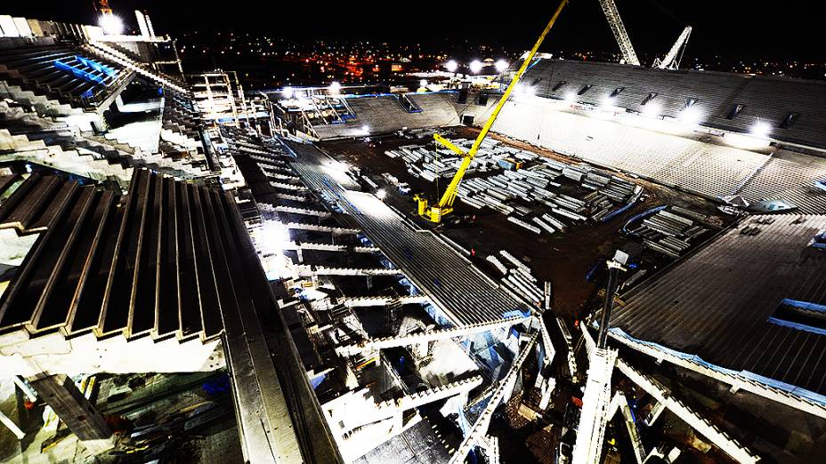 Vista geral da obra do estádio do Corinthians em Itaquera, Zona Leste de São Paulo