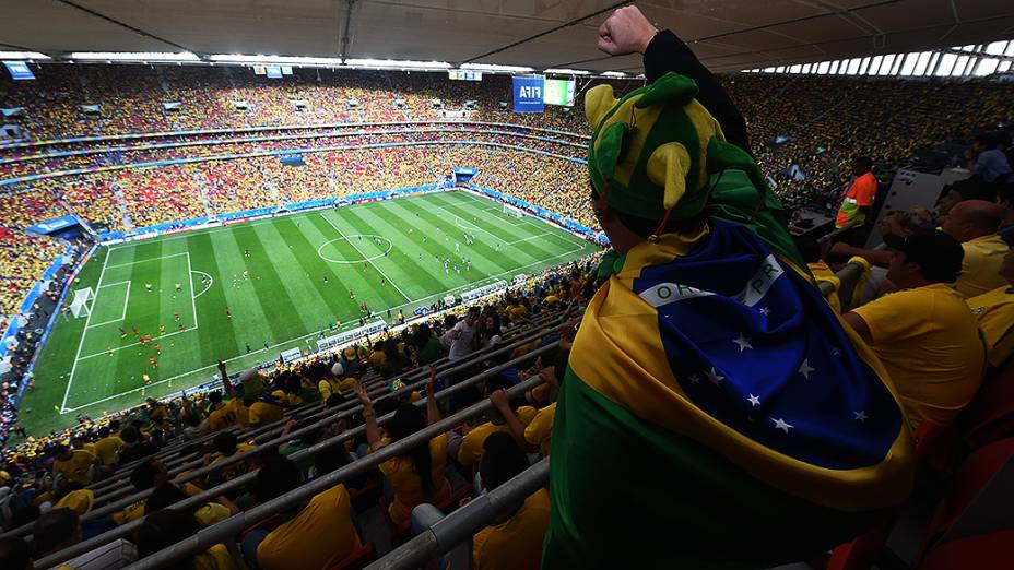 Vista geral do Mané Garrincha durante o jogo entre Brasil e Camarões, em Brasília