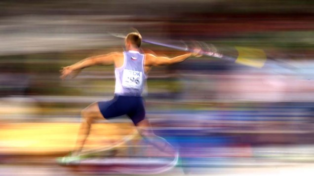 O tcheco Jakub Vadlejch durante a prova de lançamento de dardo no Mundial de Atletismo em Daegu, Coreia do Sul