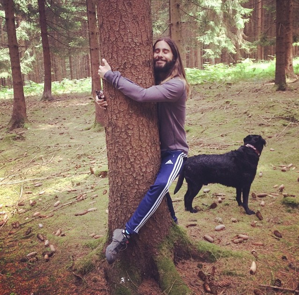 Jared Leto posta foto abraçado em árvore