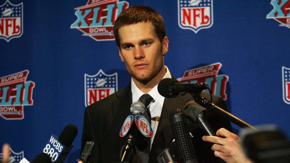 Tom Brady durante coletiva de imprensa após partida em Glendale