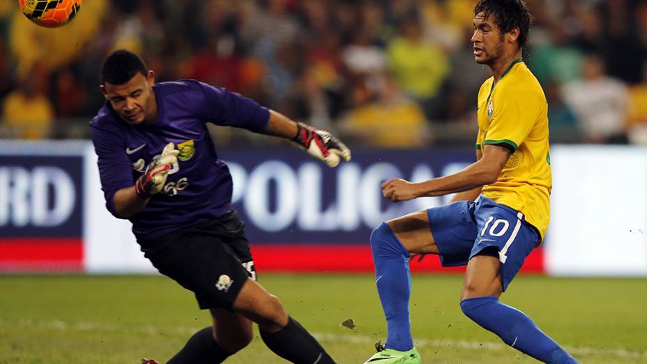 Neymar durante partida contra a África do Sul, em Soweto