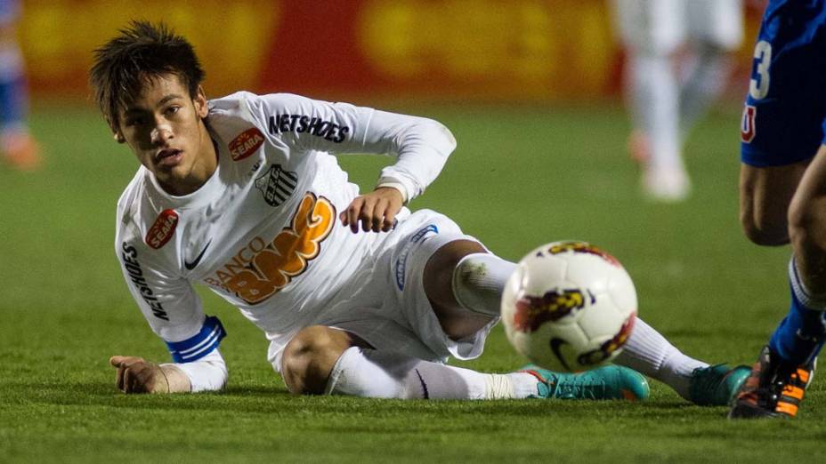 Neymar durante jogo do Santos contra o Universidad del Chile