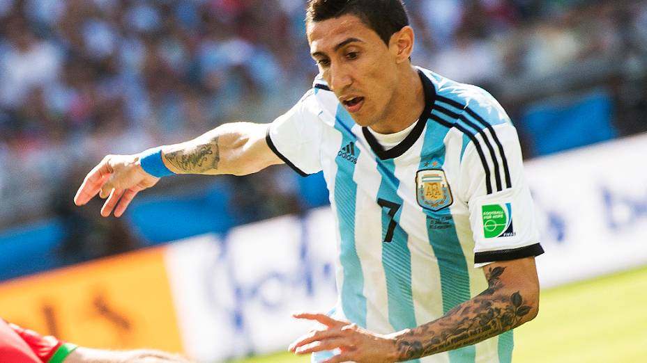 Di Maria, da Argentina, durante o jogo contra o Irã no Mineirão, em Belo Horizonte