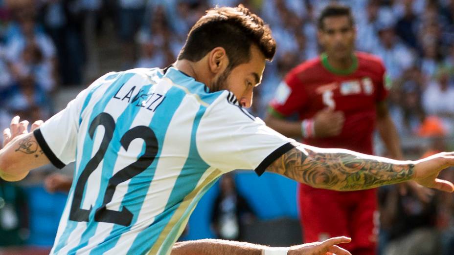 Lavezzi, da Argentina, durante o jogo contra o Irã no Mineirão, em Belo Horizonte