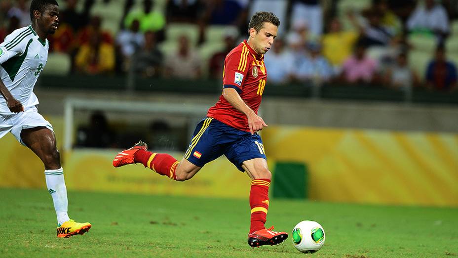 Jogador Jordi Alba, da Espanha, durante o jogo contra a Nigéria, pela Copa das Confederações, em Fortaleza