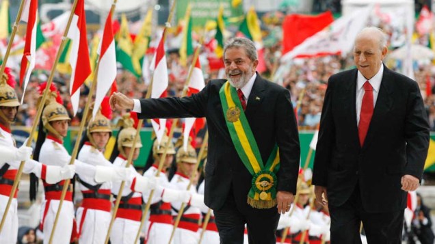 O presidente Lula e José Alencar no Palácio do Planalto durante a posse, em 2007