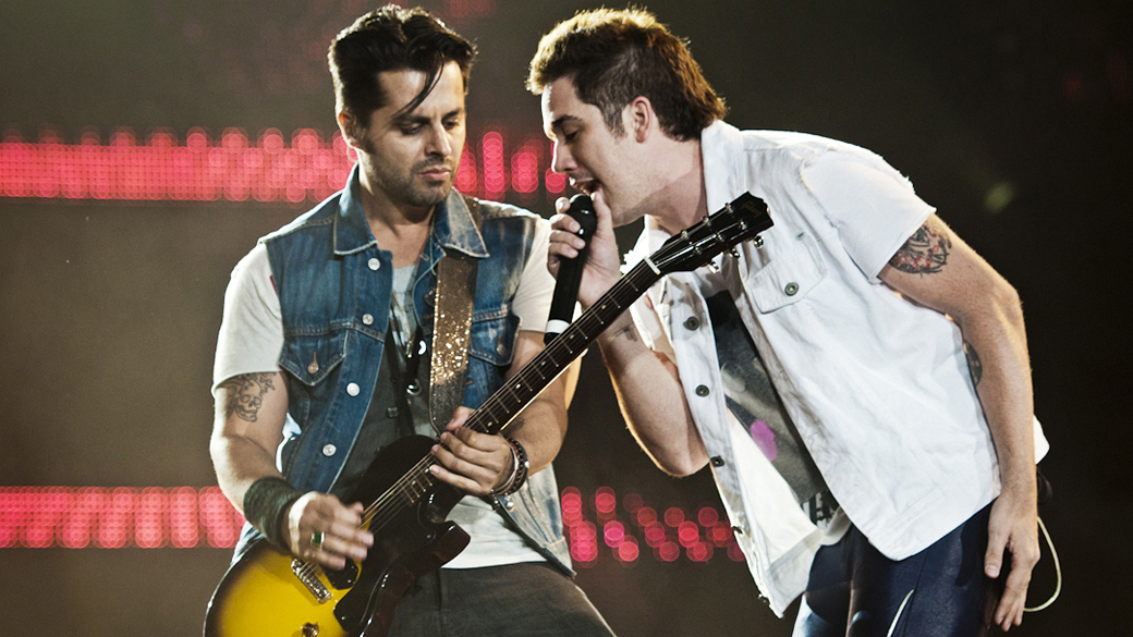Jota Quest durante o show no palco Mundo, no quinto dia do Rock in Rio, em 30/09/2011