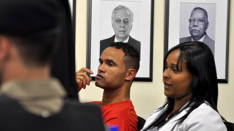 Goleiro Bruno na sala de audiência do Fórum de Contagem, Minas Gerais durante o julgamento sobre o assassinato de Eliza Samudio