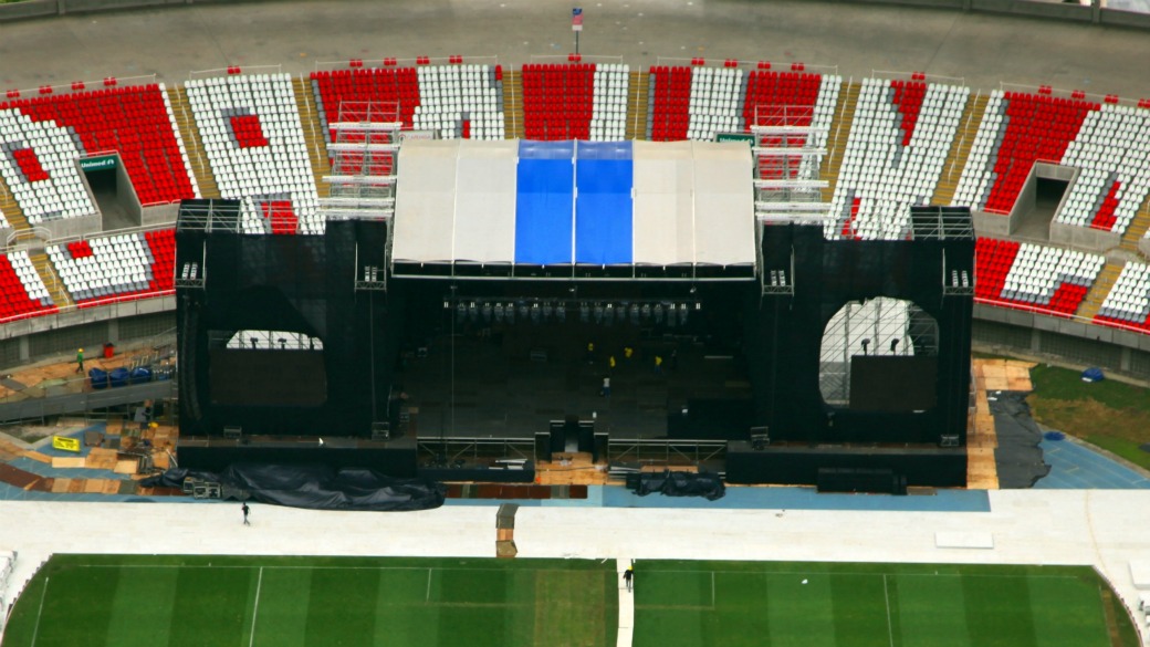 O palco pronto para receber Justin Bieber: show para 70 mil pessoas por noite no Rio