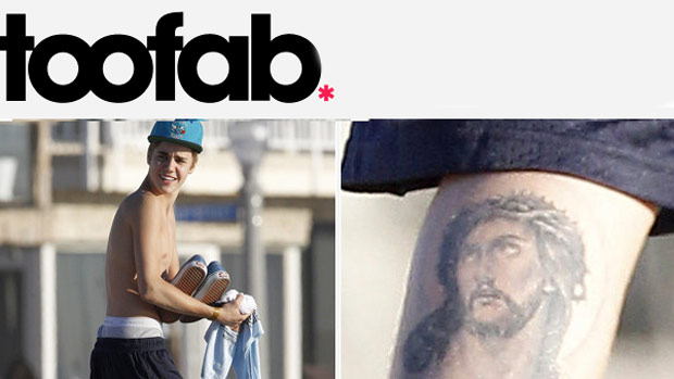 Panturrilha de Cristo Justin Bieber faz nova tatuagem de