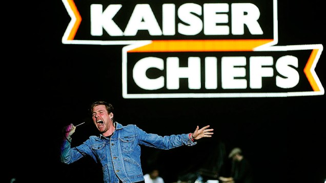 Ricky Wilson, vocalista da banda Kaiser Chiefs durante apresentação no Estádio do Maracanã, Rio de Janeiro