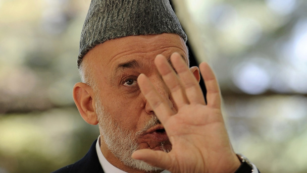 Hamid Karzai, presidente do Afeganistão, em pronunciamento no palácio presidencial