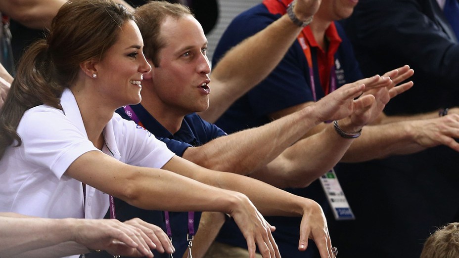 A Duquesa de Cambridge, Kate Middleton durante competição de ciclismo, no velódromo Olímpico de Londres