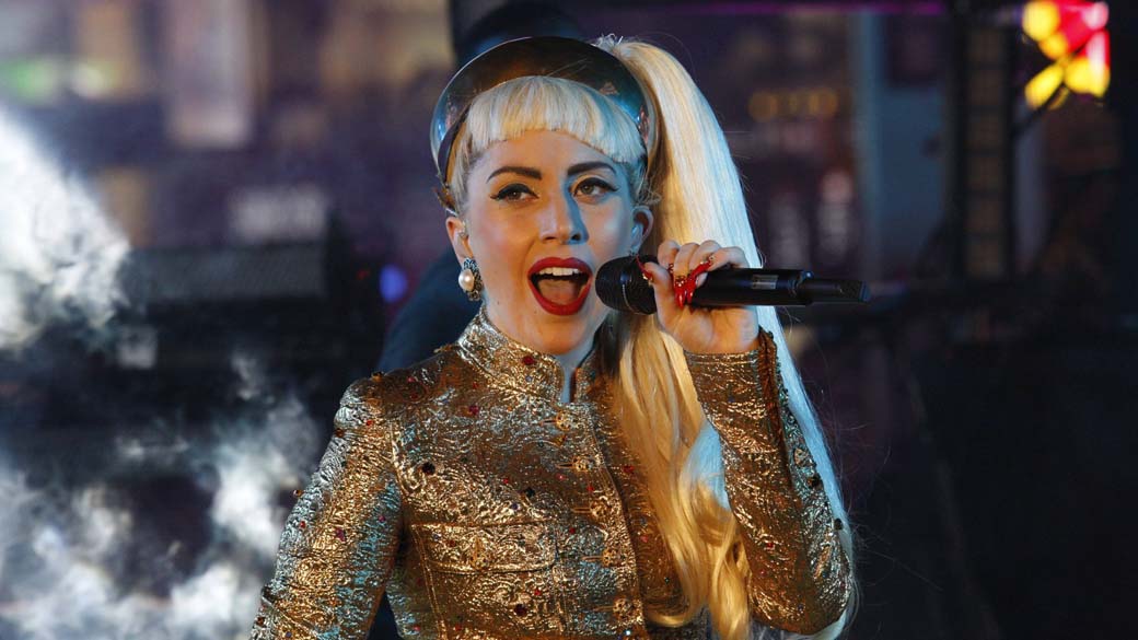 Lady Gaga durante show de Ano-Novo na Times Square, em Nova York