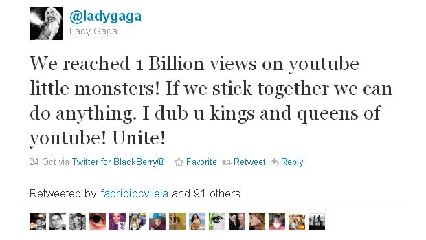 Lady Gaga recorde no Youtube