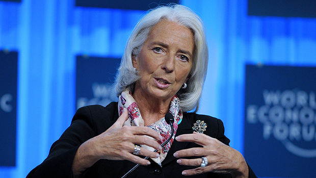 Christine Lagarde durante o Fórum Econômico Mundial, em Davos