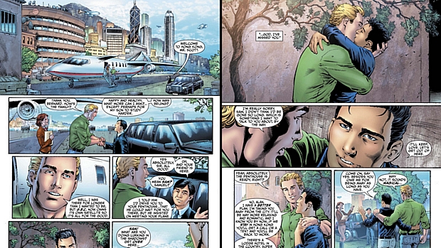 Reprodução da HQ "Earth 2", em que o Lanterna Verde reaparece como gay