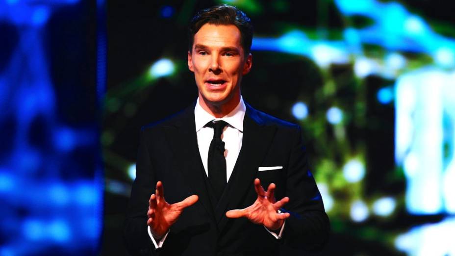 O ator britânico Benedict Cumberbatch, apresentador do Prêmio Laureus 2014, em Kuala Lumpur, na Malásia