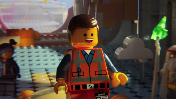 Protagonista Emmet em cena do filme <em>The Lego Movie</em>