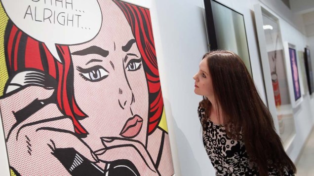 A obra “Ohhh...Alright...”, de Roy Lichtenstein, é exibida na casa de leilões Christie´s, em Londres
