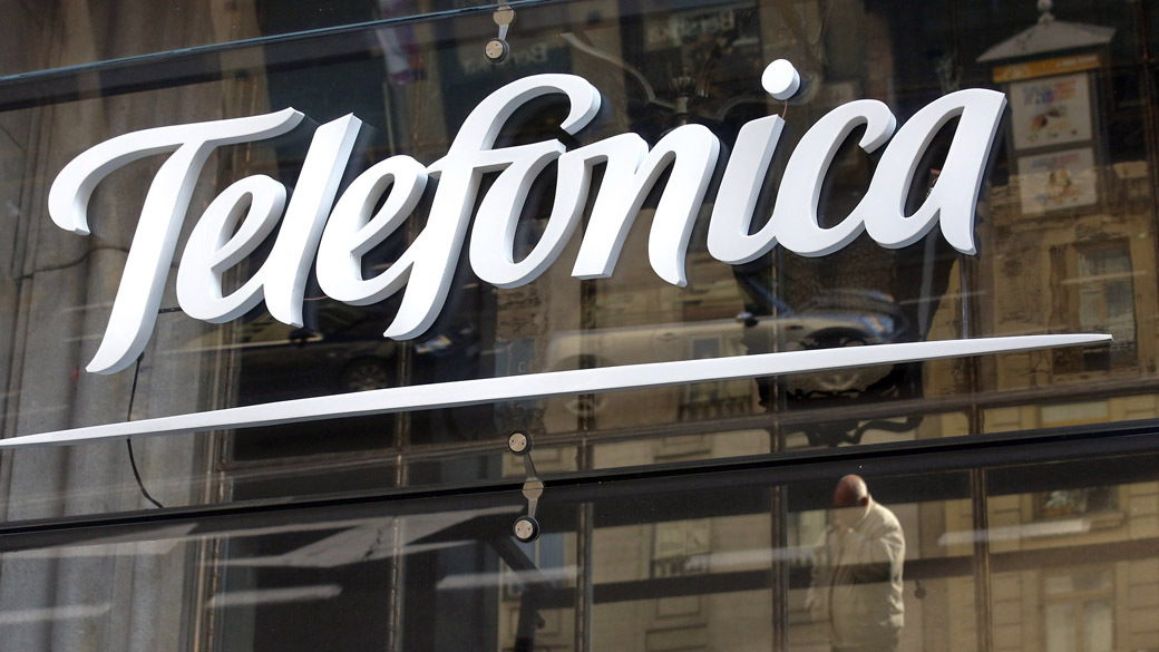Logotipo da empresa Telefonica, em Madri