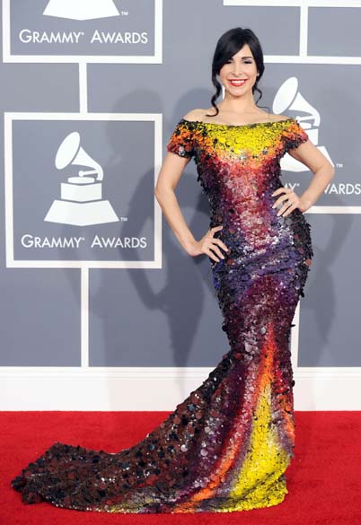 A modelo Mayra Veronica na 54ª edição do Grammy Awards em Los Angeles, na Califórnia