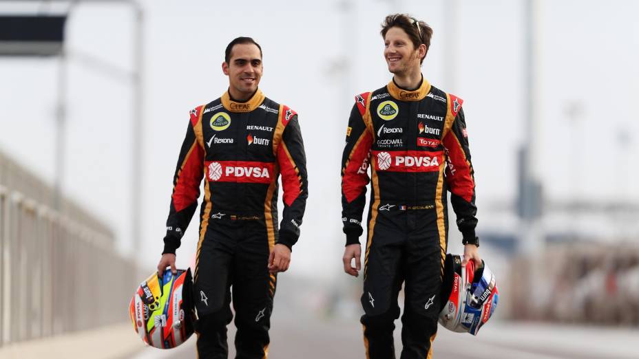 Romain Grosjean e Pastor Maldonado, pilotos da Lotus, na Fórmula 1