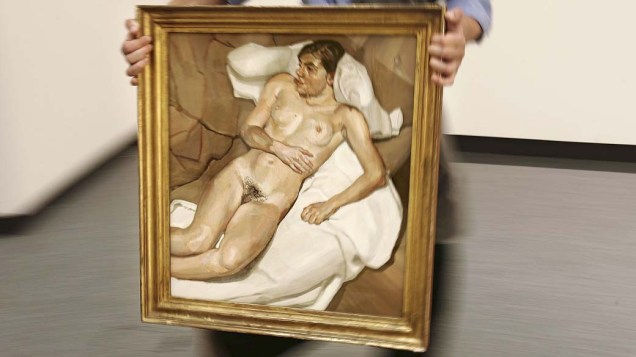 Em Londres, obra de Lucian Freud, em que o pintor retrata sua filha, na casa de leilão Christies