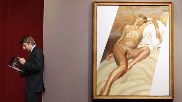 Em Londres, retrato da modelo Kate Moss que posou grávida e nua para o pintor britânico Lucian Freud