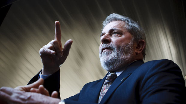 O presidente Lula, durante evento no sindicato dos metalúrgicos, em São Bernardo do Campo