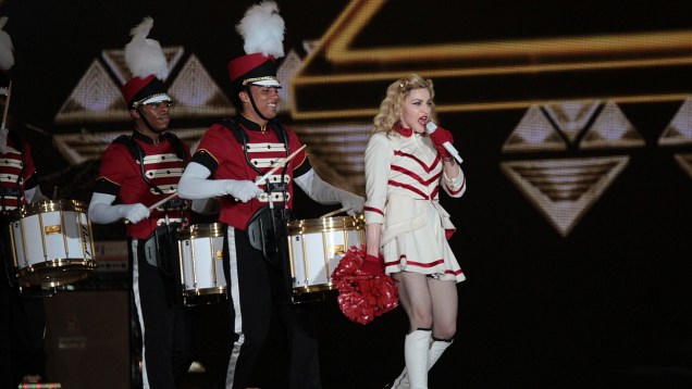 A popstar Madonna, durante sua apresentação da turnê MDNA no Rio