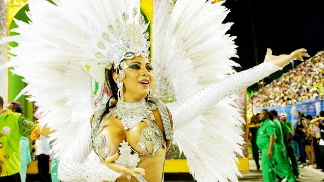 Destaque, durante o desfile da Mangueira pelo grupo especial do Carnaval do Rio de Janeiro,