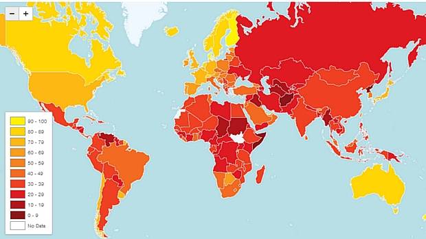 Brasil vai mal no Índice de Percepção da Corrupção